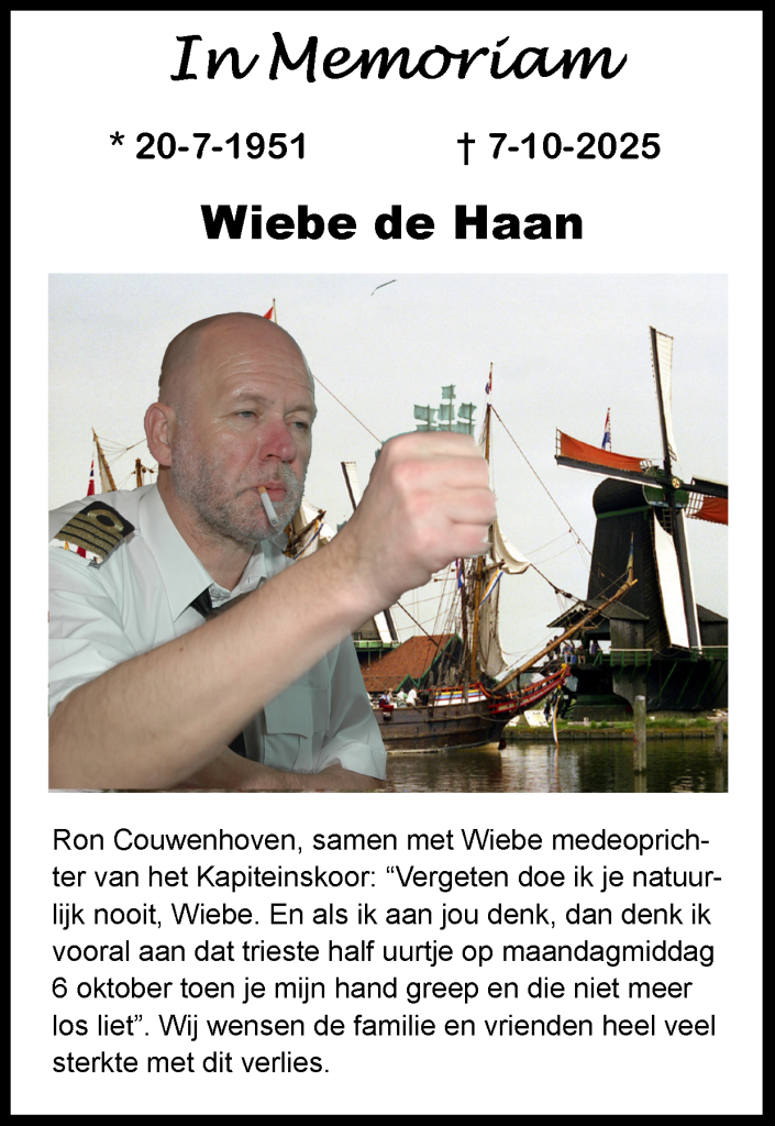 In memoriam Wiebe de Haan